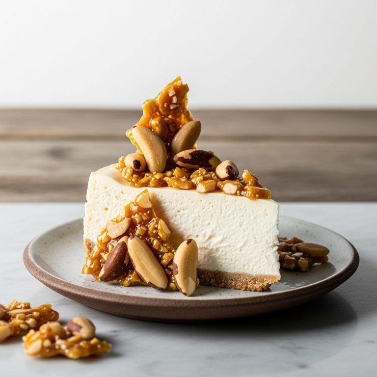 Keto Brazilian Cheesecake with Caramelized Sugar-Free Brazil Nut Brittle