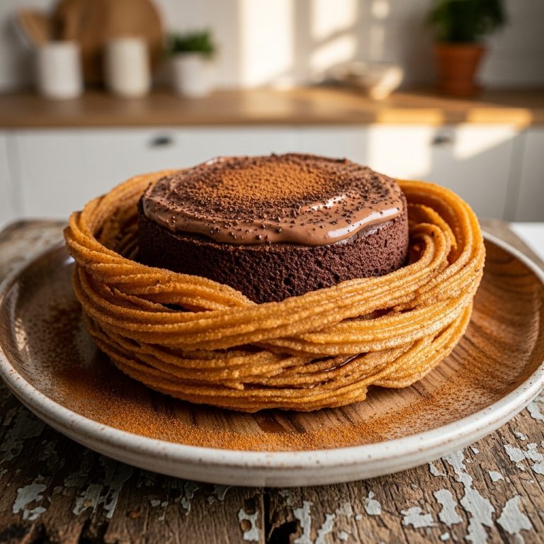 Keto Cajun Chocolate Mousse Cake in Espresso Soaked Churros Nests