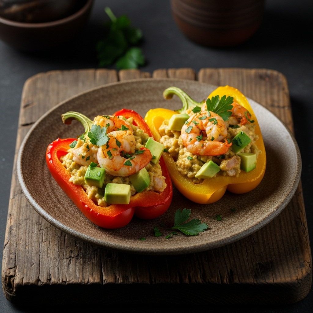 Keto Cajun Shrimp and Avocado Stuffed Bell Peppers