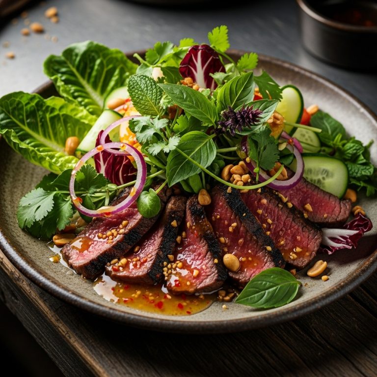 Keto Cambodian-Style Grilled Steak Salad with Nuoc Cham Dressing