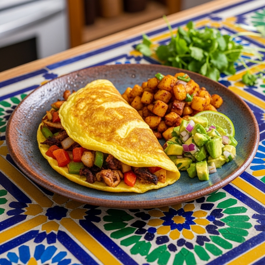 Caribbean Brunch Keto Omelette with Coconut-Lime Avocado Salsa