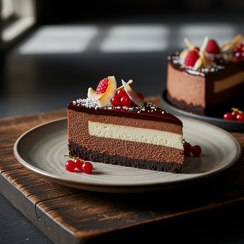 Keto Caribbean Coconut Chocolate Mousse Torte