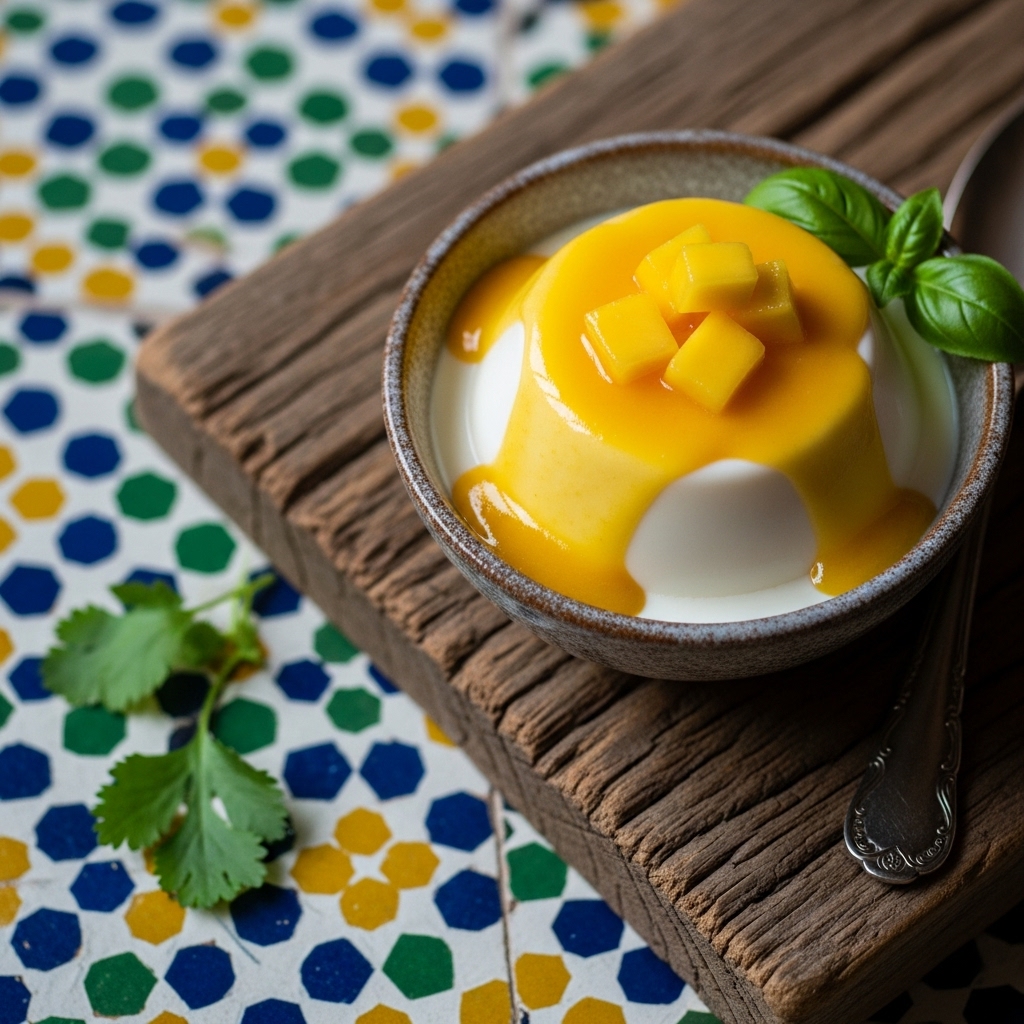 Keto Caribbean Coconut Panna Cotta with Mango Sauce