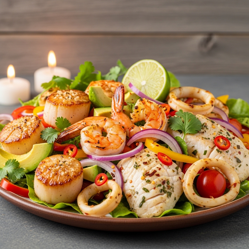 Keto Chilean Seafood Medley with Cilantro-Lime Sauce