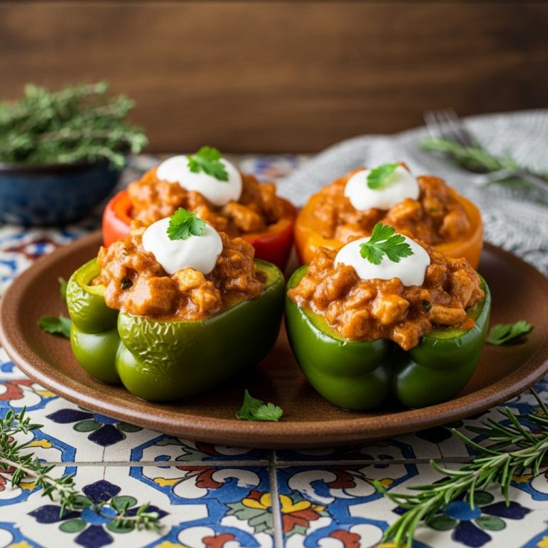“Keto Chicken Paprikash Stuffed Bell Peppers: A Rich and Savory Hungarian Classic”