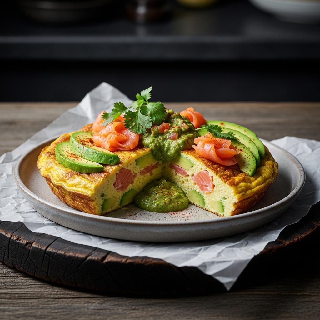 Keto Chilean Brunch Delight: Avocado Stuffed Smoked Salmon Frittata