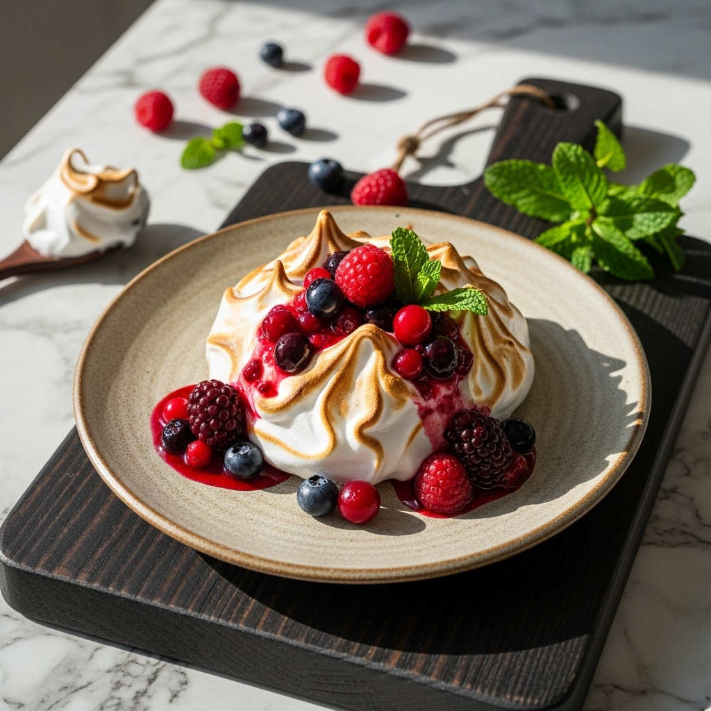 Keto Chilean Merengue with Berry Compote (Gluten-Free)