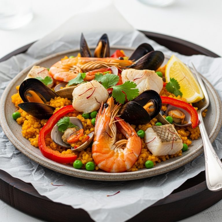 Keto Chilean Seafood Paella with Saffron Aroma