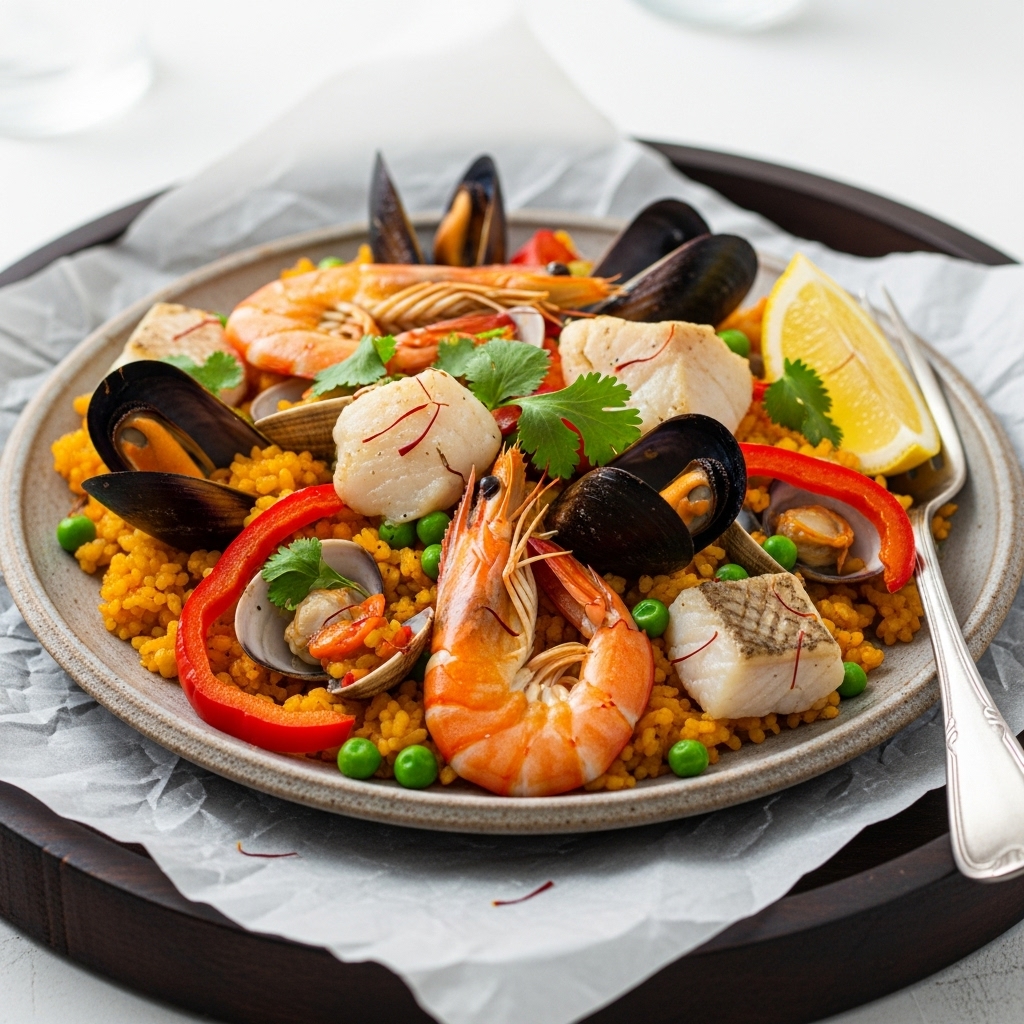 Keto Chilean Seafood Paella with Saffron Aroma