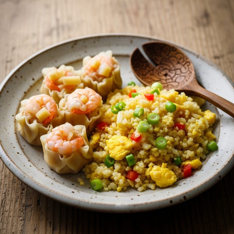 Keto Chinese Brunch Dim Sum: Steamed Shrimp Dumplings & Egg Fried Cauliflower Rice