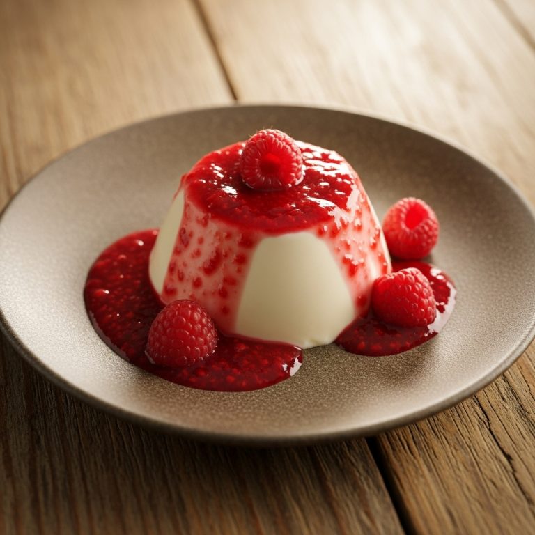 Keto Coconut Panna Cotta with Raspberry Coulis