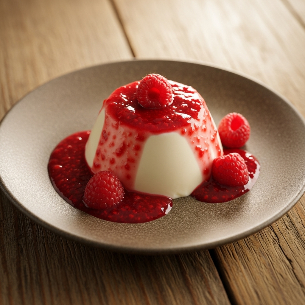 Keto Coconut Panna Cotta with Raspberry Coulis