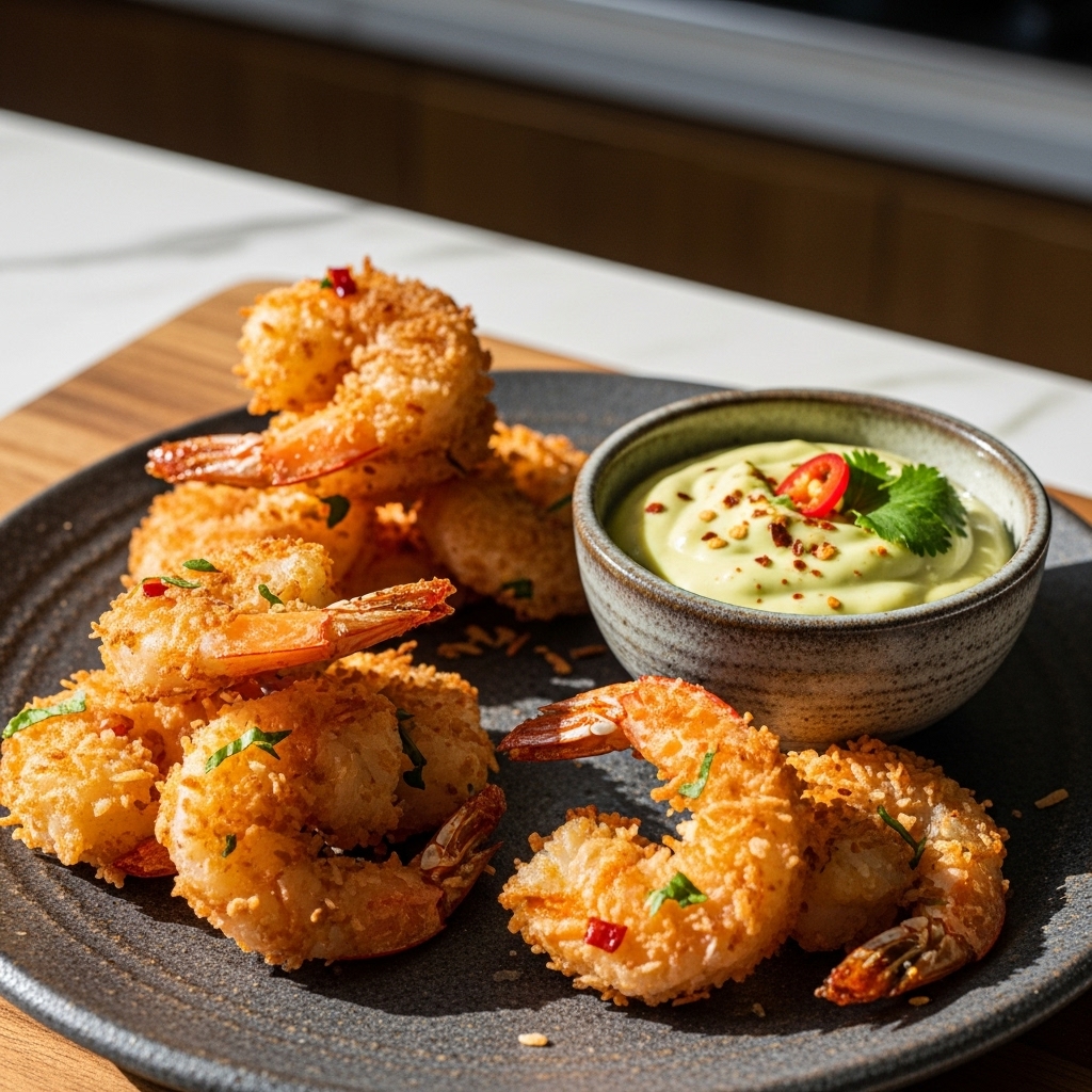 Keto Colombian Coconut Shrimp Bites with Avocado Dipping Sauce