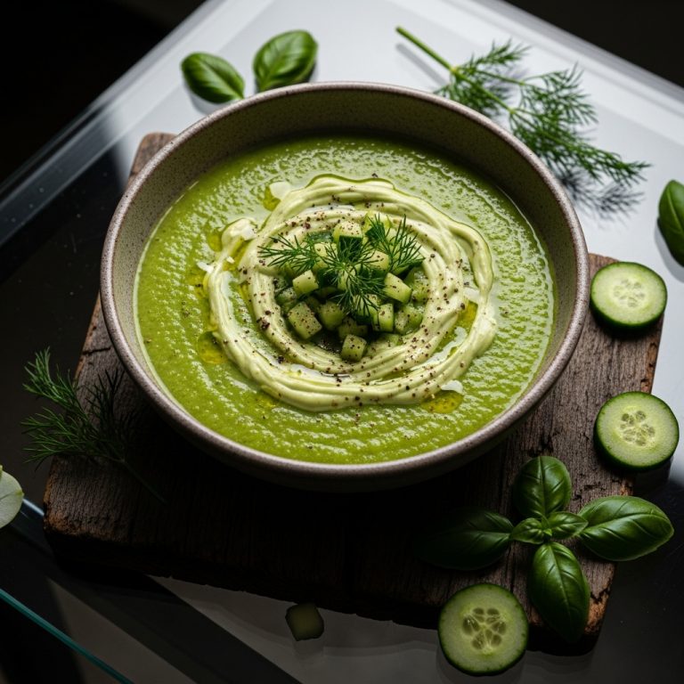 Keto Cucumber Gazpacho with Avocado Crema