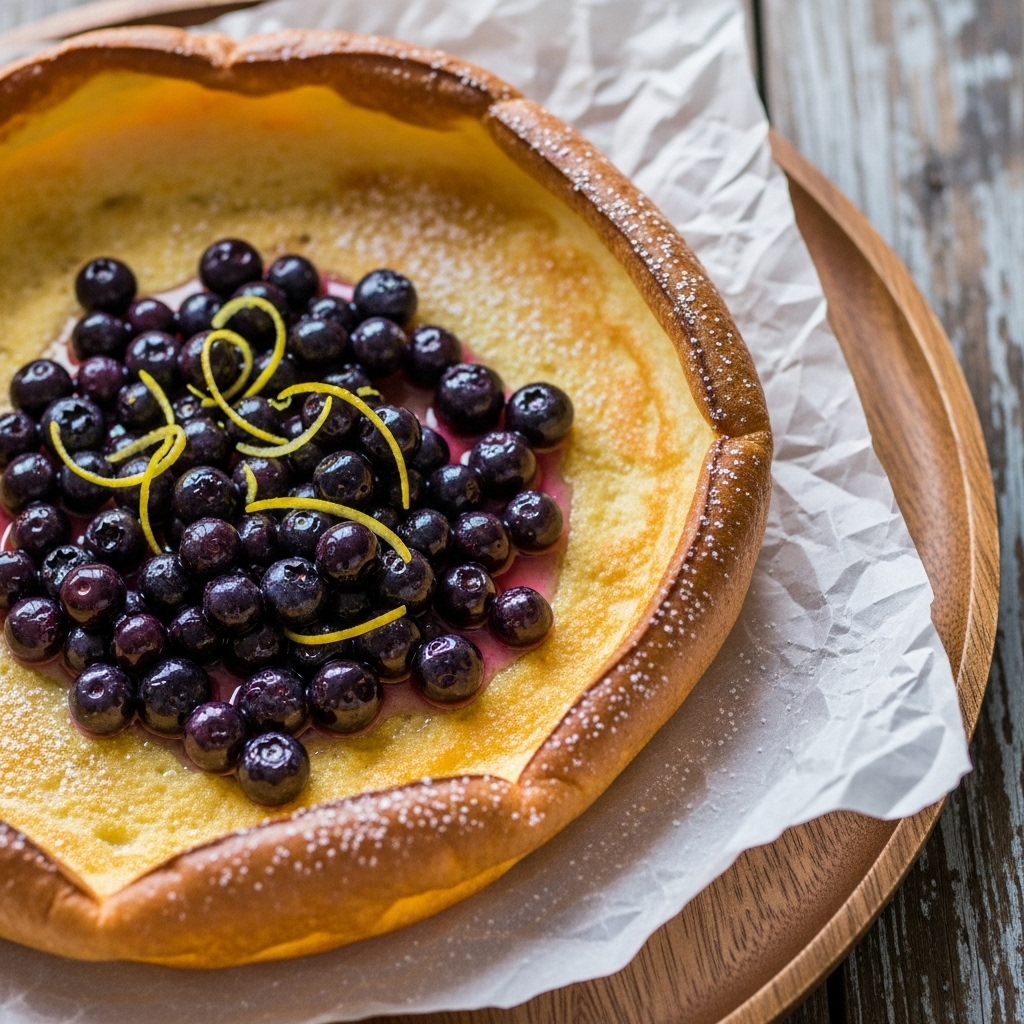 Keto Dutch Baby Pancakes with Lemon Blueberry Compote