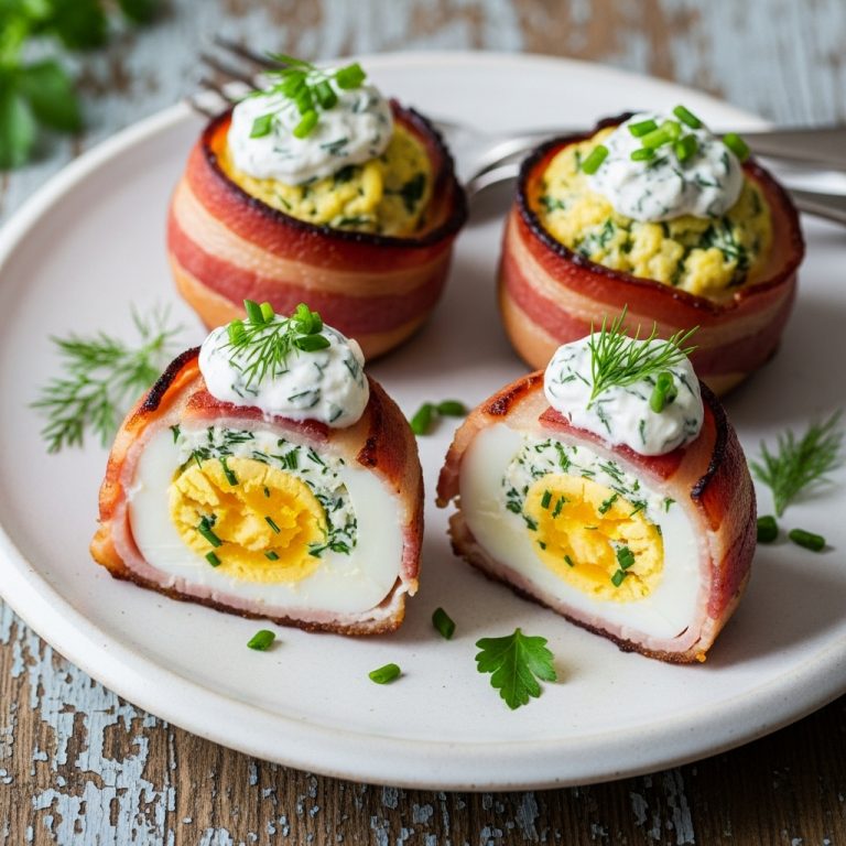 Keto Dutch Breakfast: Bacon-Wrapped Stuffed Eggs With Herb Cream Cheese