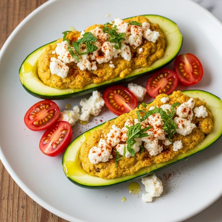 Keto Egyptian Brunch: Feta and Zucchini Breakfast Boats with Spiced Egg Mousse
