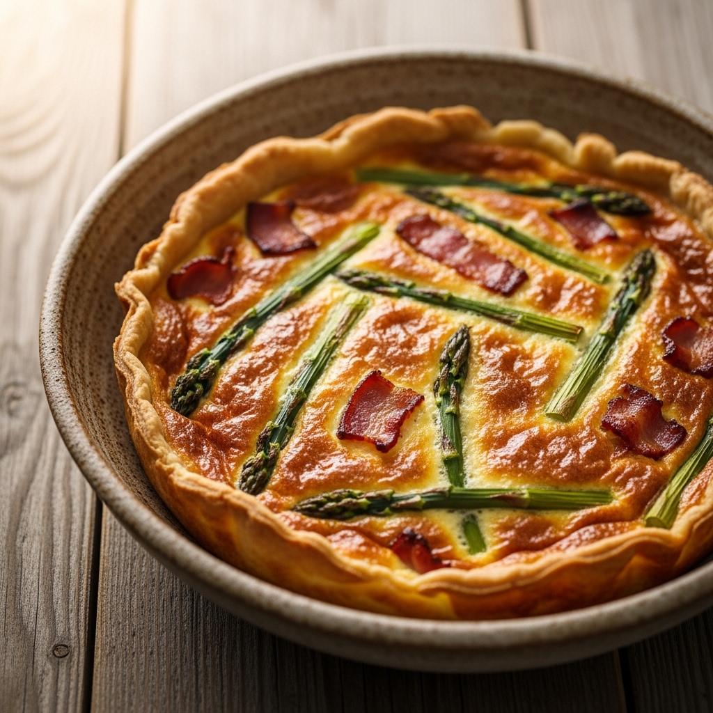 Keto French Breakfast: Crustless Quiche Lorraine with Asparagus & Bacon
