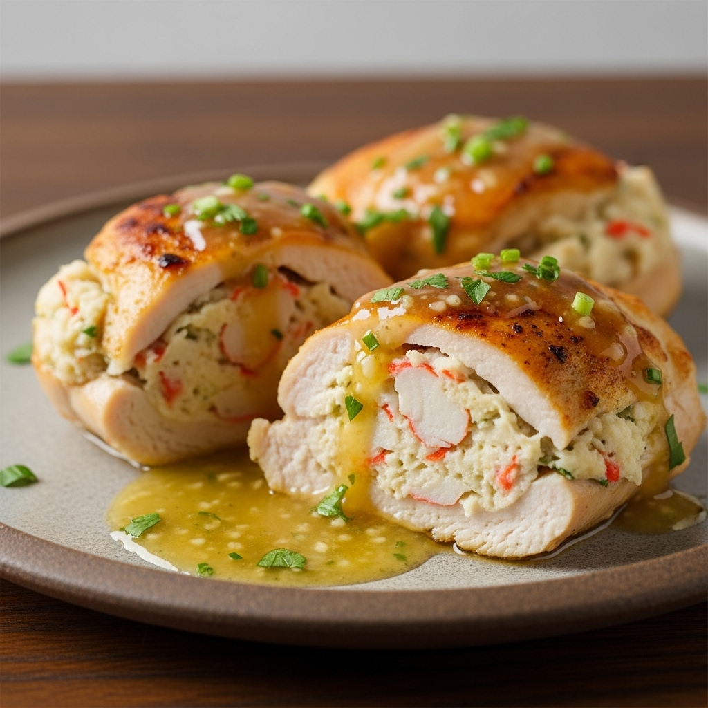 Keto-Friendly Crab Stuffed Chicken Breasts with Garlic Herb Butter Sauce