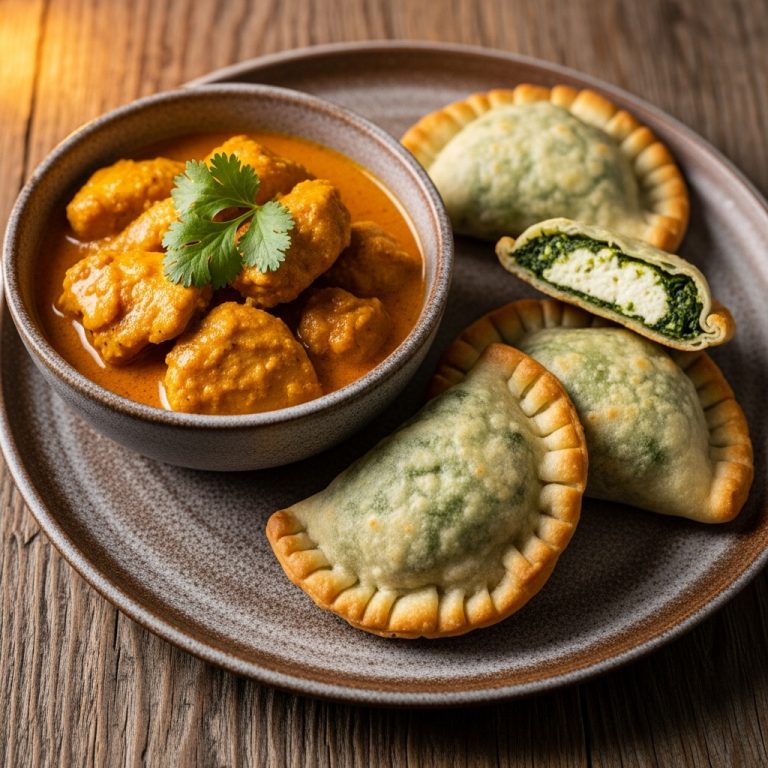 Keto-Friendly Indian Brunch Recipe: Coconut Chicken Curry and Spinach Paneer Parcels