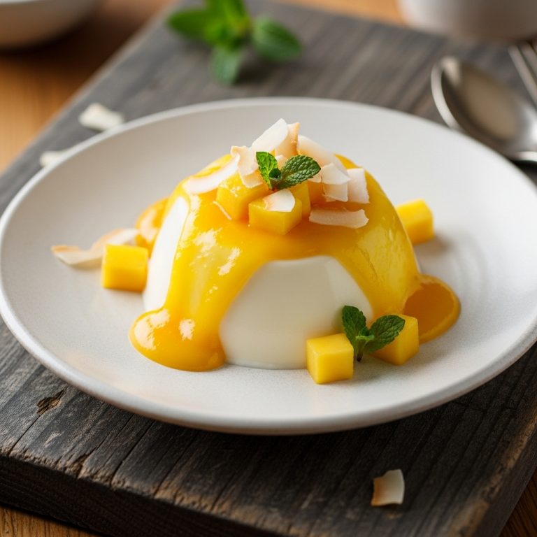 Keto-Friendly Indonesian Coconut Panna Cotta with Mango Sauce