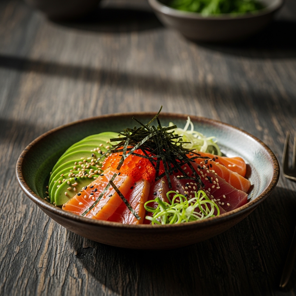 Keto-Friendly Japanese Brunch: Seafood Avocado Nori Bowl
