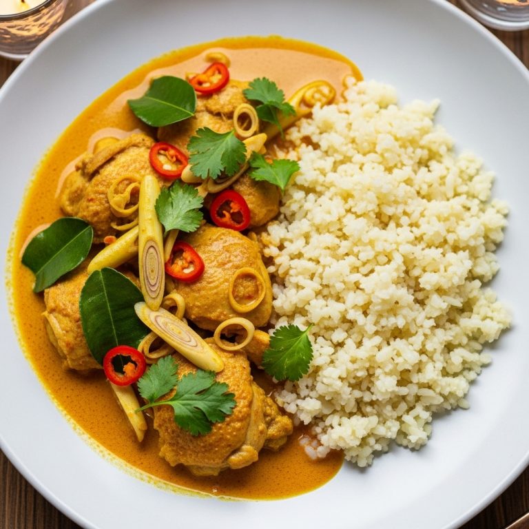 Keto-Friendly Khmer Style Lemon Grass Chicken Curry with Cauliflower Rice