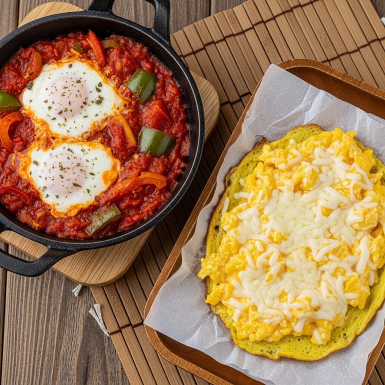 “Keto-Friendly Lebanese Brunch Delight: Shakshuka & Kefalotyri Cheesy Eggs”