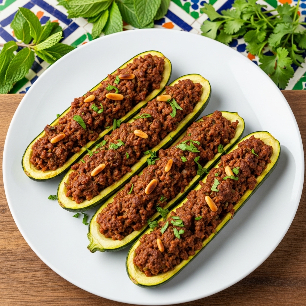 Keto-Friendly Lebanese Stuffed Zucchini Boats with Spiced Ground Lamb