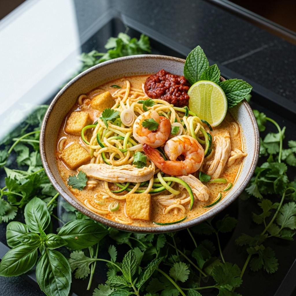 Keto-Friendly Malaysian Laksa with Zucchini Noodles