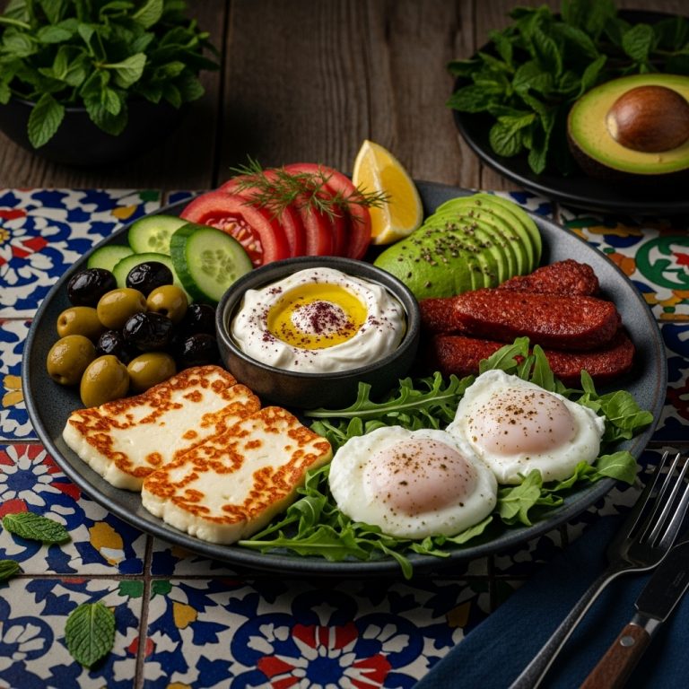 “Keto-Friendly Turkish Breakfast Delight: Mouthwatering Aroma & Perfect Textures”