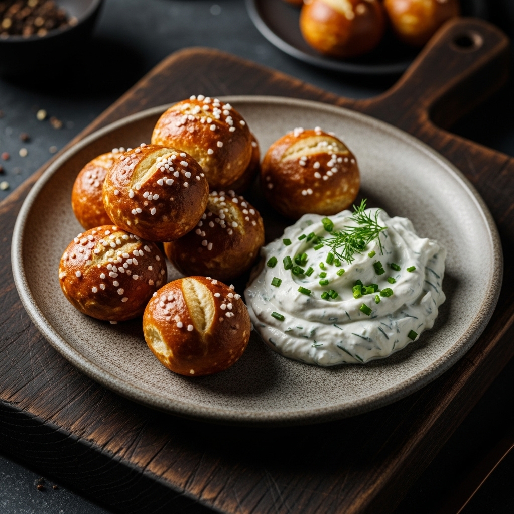 Keto German Pretzel Bites with Herbed Cream Cheese Dip