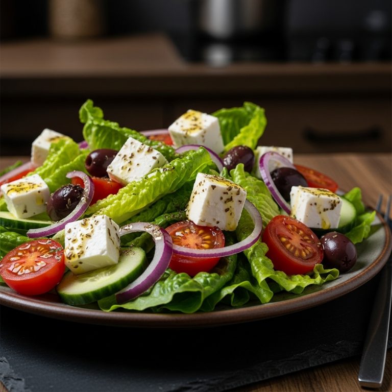 Keto Greek Salad with Lemon Herb Dressing