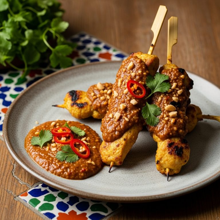 Keto Indonesian Chicken Satay with Spicy Peanut Sauce