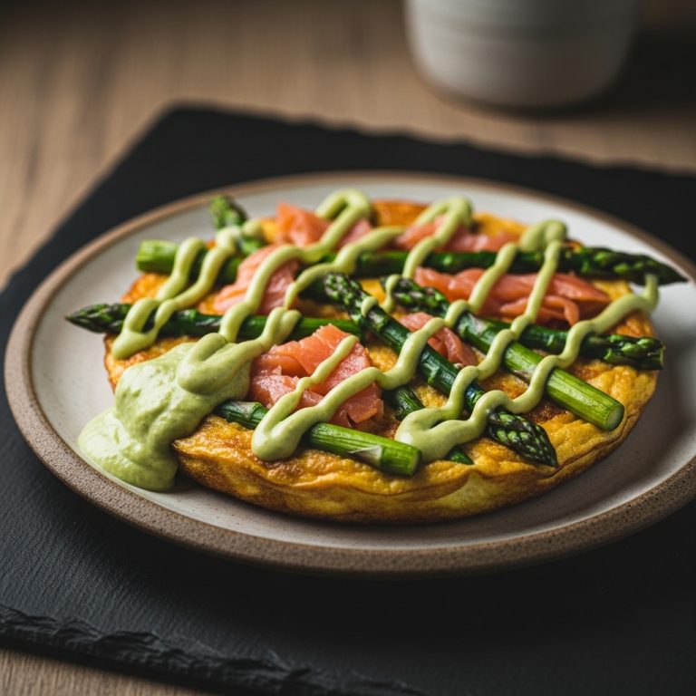 Keto Irish Brunch: Delectable Smoked Salmon and Asparagus Frittata with Creamy Avocado Dressing