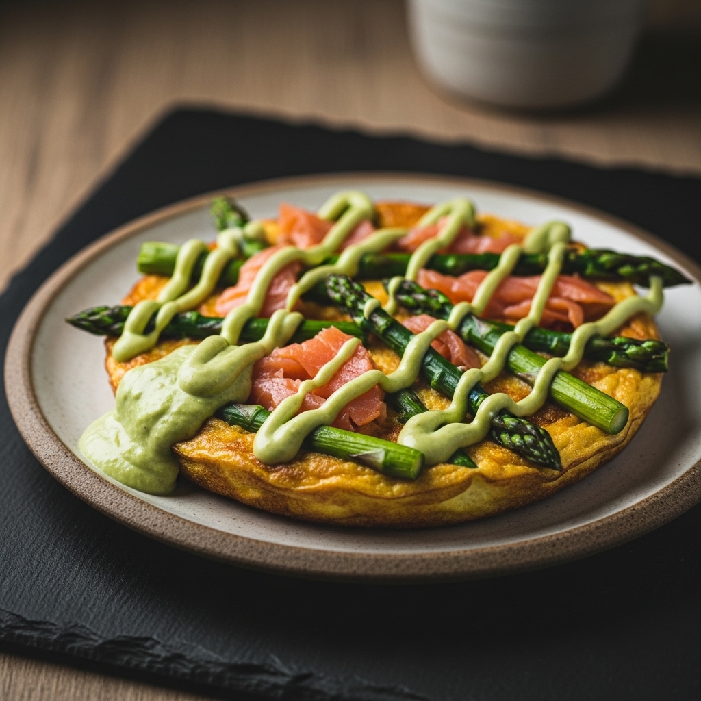 Keto Irish Brunch: Delectable Smoked Salmon and Asparagus Frittata with Creamy Avocado Dressing