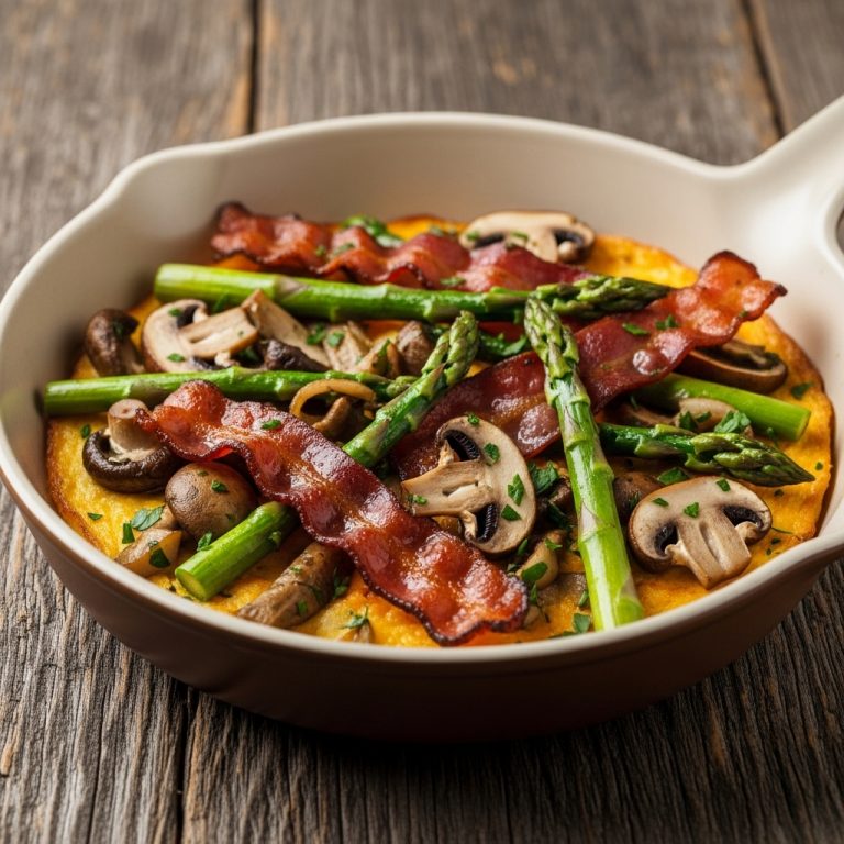 Keto Italian Breakfast Skillet: Bacon, Asparagus & Mushroom Delight