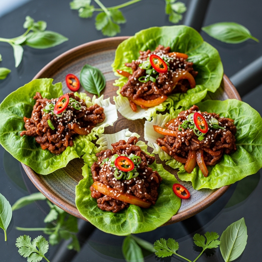 Keto Korean Spicy Bulgogi Lettuce Wraps