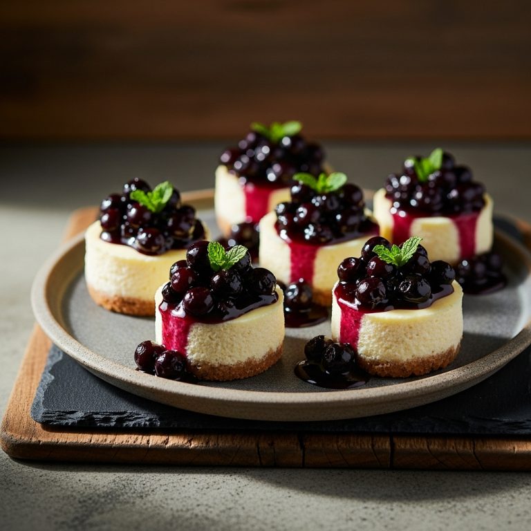 Keto Lemon Mascarpone Cheesecake Bites with Blueberry Compote
