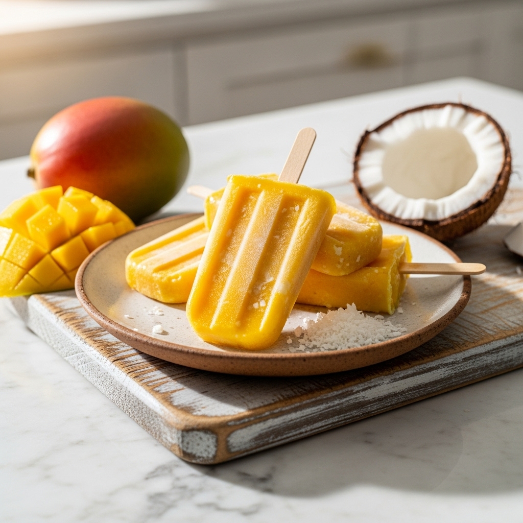 Keto Mango Coconut Ice Pops