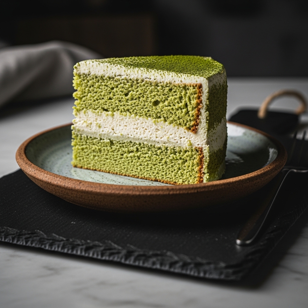 Keto Matcha and Almond Buttercream Chiffon Cake