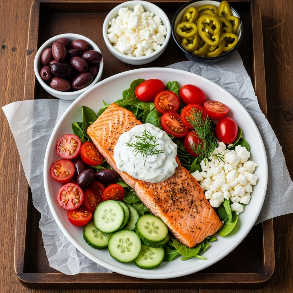 Keto Mediterranean Salmon Bowl
