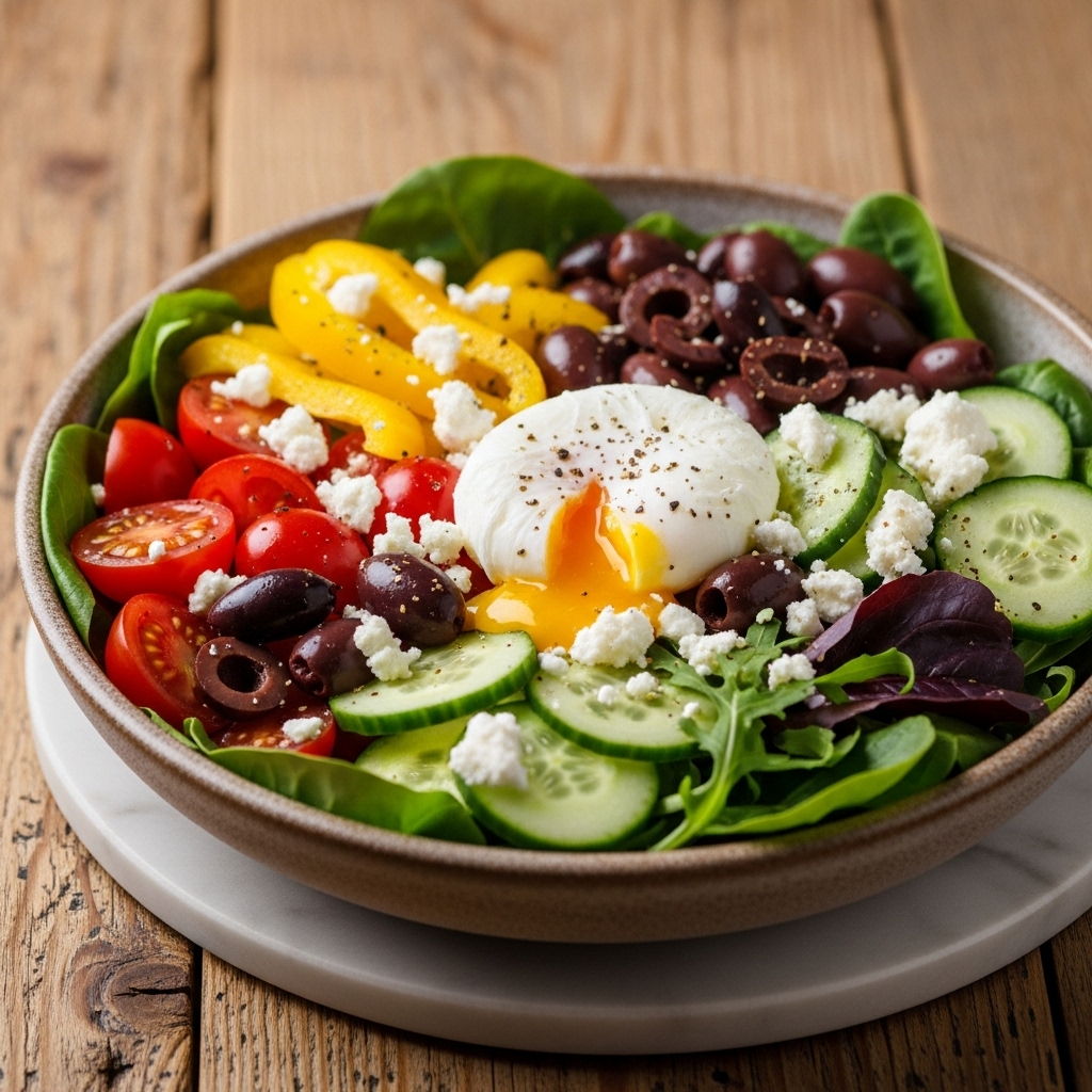 Keto Mediterranean Sunrise Salad Bowl