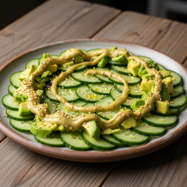 Keto Miso Cucumber Salad with Avocado Dressing