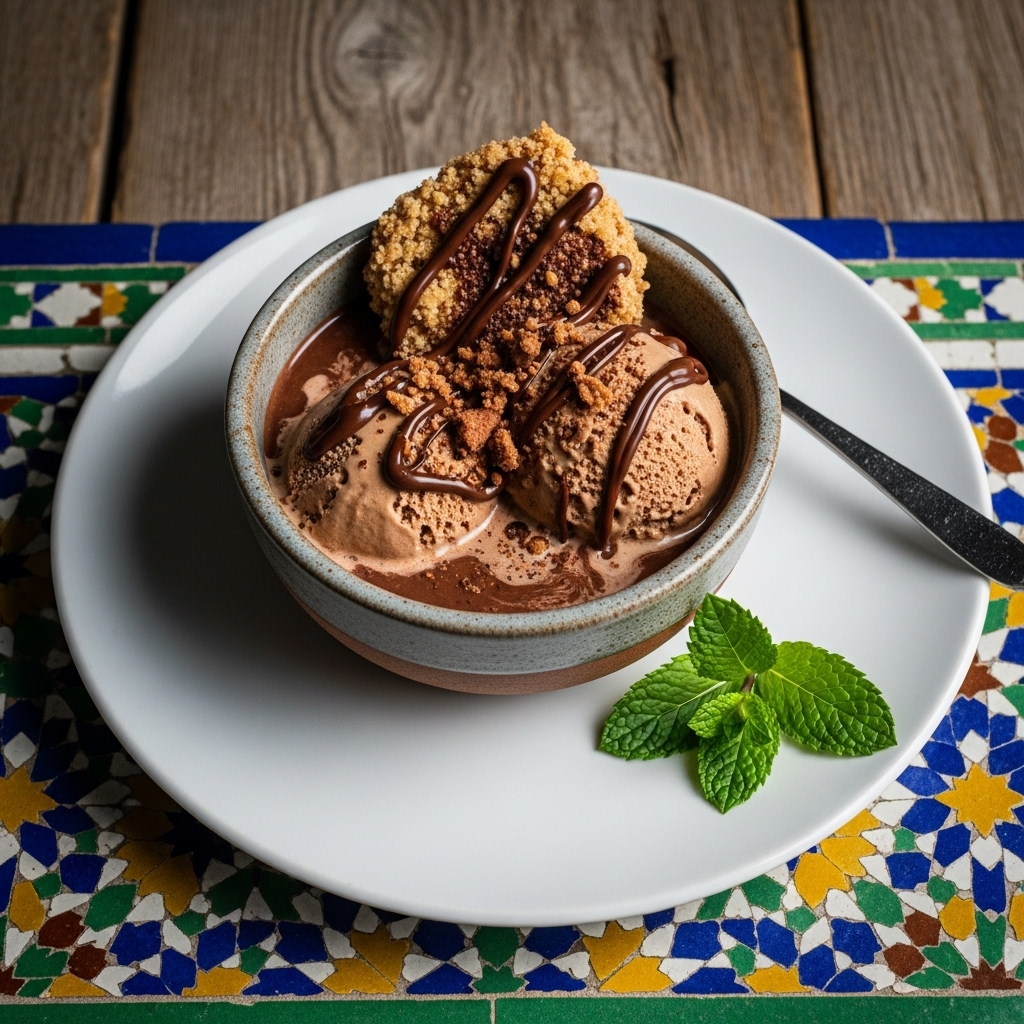 Keto Mocha Affogato with Chocolate-Drizzled Almond Flour Crumble