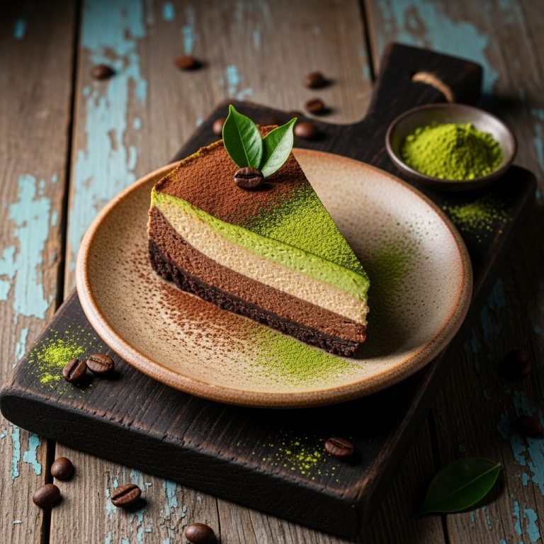 Keto Mocha-Matcha Cheesecake