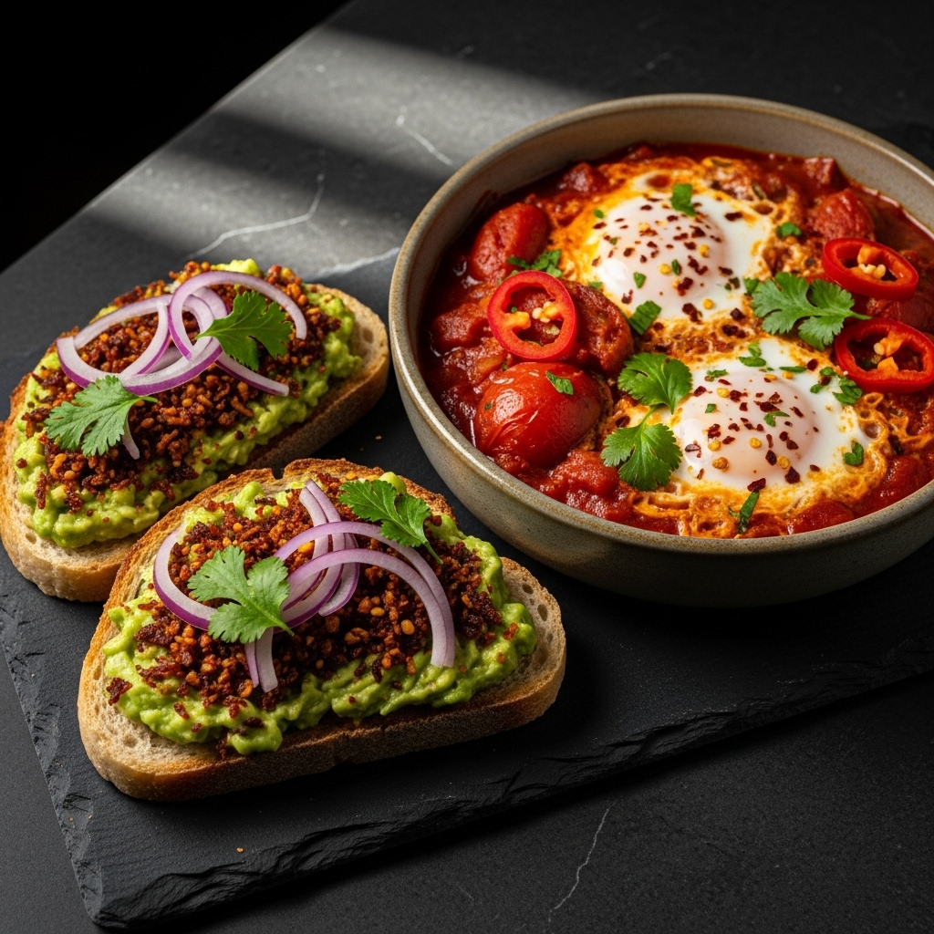 Keto Nigerian Brunch: Spicy Shakshuka with Suya-Spiced Avocado Toast