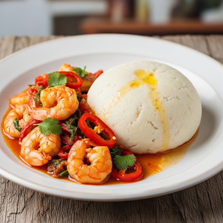“Keto Nigerian Pounded Yam with Spicy Shrimp Stew – A Delightful Fusion of Flavors!”