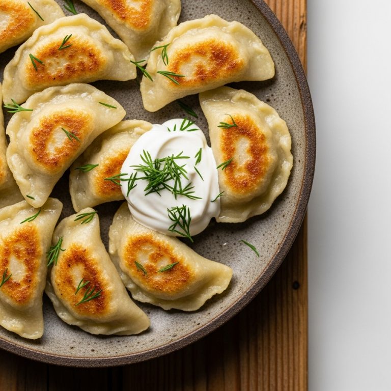 Keto Polish Snack: Delectable Cauliflower Pierogi Bites with Sour Cream and Dill