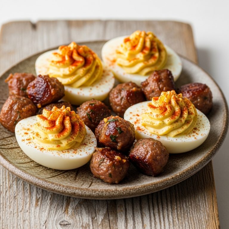 Keto Polish Snack: Smoky Paprika Deviled Eggs with Garlic-Herb Sausage Bites
